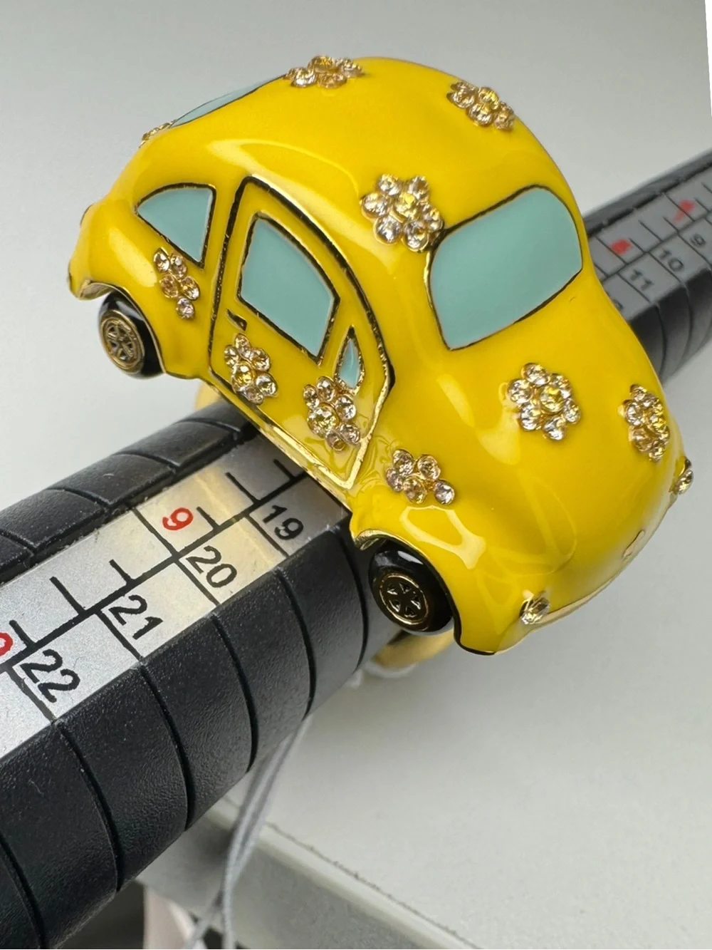 Kate Spade Off We Go Beetle Bug Yellow Car Ring Size 8 NWT